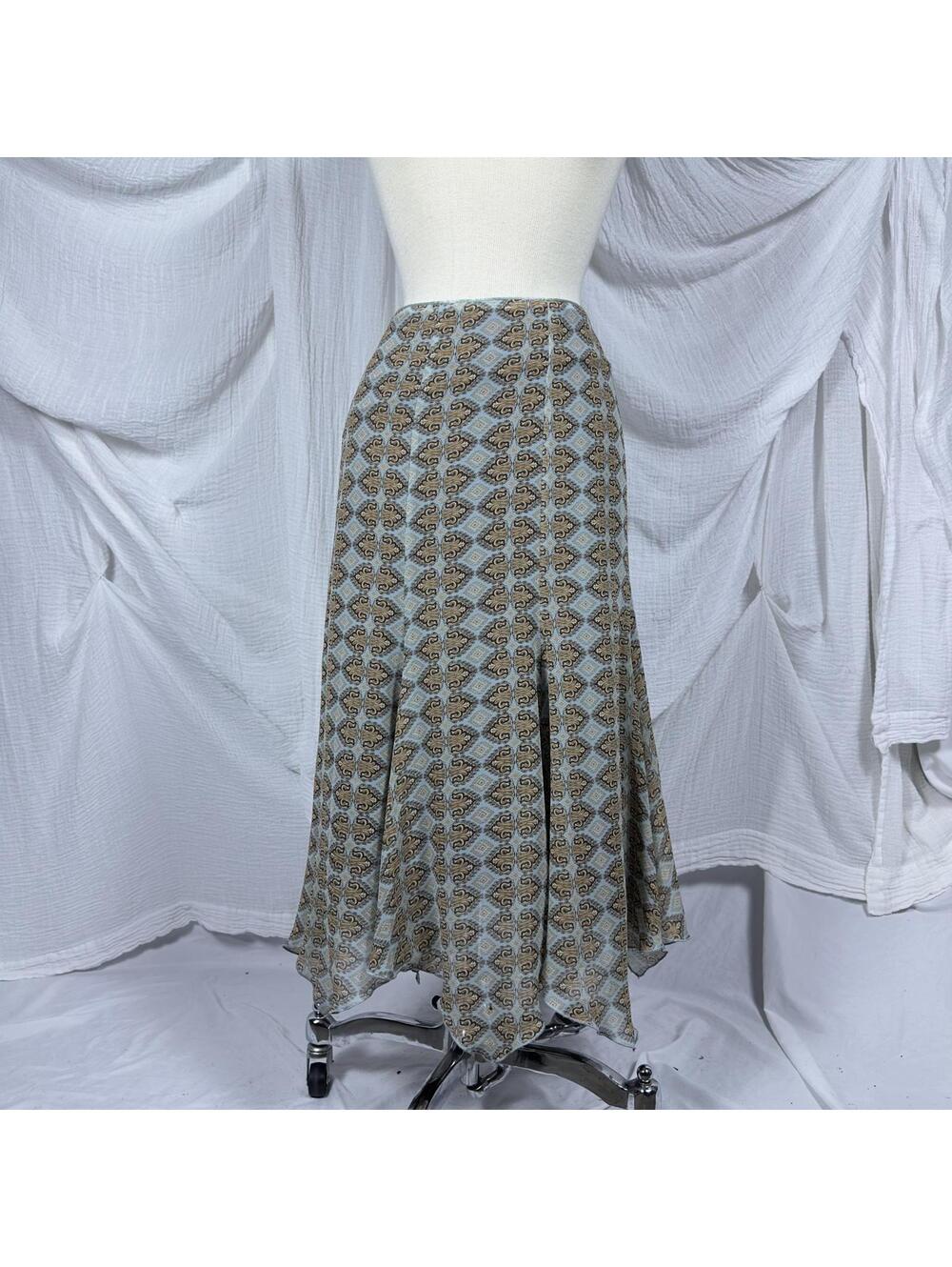 Boho multi colored patterned flared skirt (14)